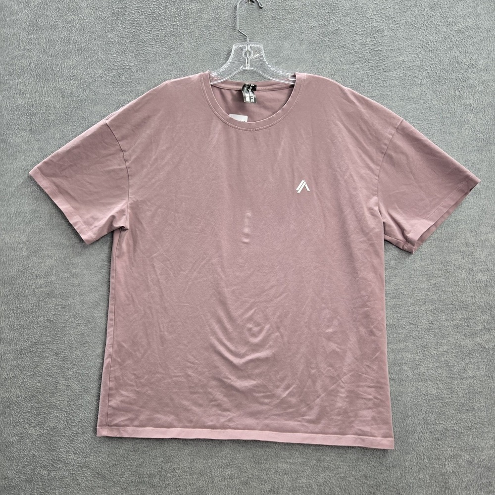 Alphalete Men Shirt L Pink Mauve Activewear Logo Short Sleeve READ
